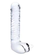 Glas Realistic Ribbed Glass G-spot Dildo With Balls 8in -...